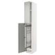 This image shows a white METOD kitchen cabinet with light grey havstorp doors, featuring multiple shelves inside.