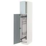 METOD kitchen cabinet in gray-blue with pull-out organizers.