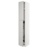 METOD white cabinet with pull-out organizers, modern design, birch & particleboard.