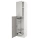 White METOD kitchen cabinet, light grey lerhyttan doors, with pull-out organizers.