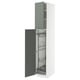 Modern white METOD kitchen cabinet with greenish-gray doors and pull-out storage.