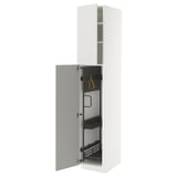 METOD kitchen cabinet: white, square, glossy, grey interior, pull-out shelves.