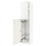White METOD cabinet with pull-out shelves, modern high-gloss design.