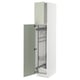 White METOD kitchen cabinet with green door, pull-out shelves, and metal handles.