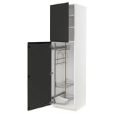 METOD kitchen cabinet, matte black doors, pull-out organizers.