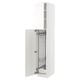 METOD white kitchen cabinet, tall with open door, wire shelves, steel hinges.