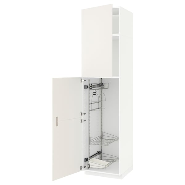 A tall white METOD cabinet with storage shelves, designed for kitchen or laundry use.
