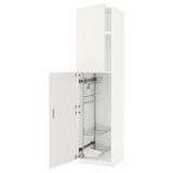 A tall white METOD cabinet with storage shelves, designed for kitchen or laundry use.