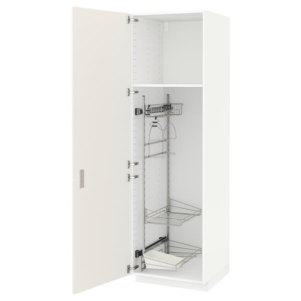 METOD tall storage cabinet, white, steel shelves, adjustable door swing.