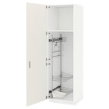 METOD tall storage cabinet, white, steel shelves, adjustable door swing.