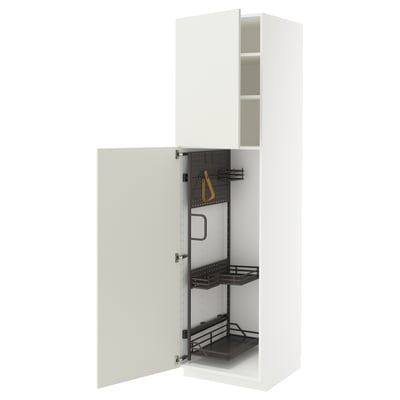METOD white cabinet, streamlined design, pull-out racks, sturdy particleboard & steel.