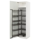 White METOD kitchen cabinet with pull-out shelves, modern design.