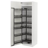 White METOD pull-out cabinet with 5 black shelves.