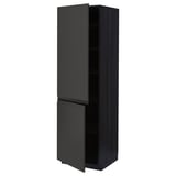 Modern black METOD kitchen cabinet with two doors, adjustable shelf, and minimalist design.