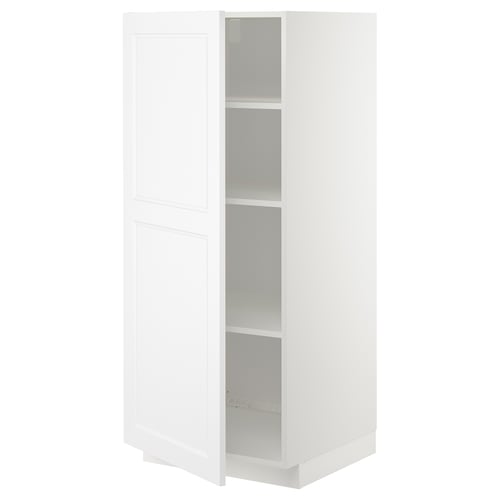 White METOD kitchen cabinet, rectangular shape with two adjustable shelves, modern design.