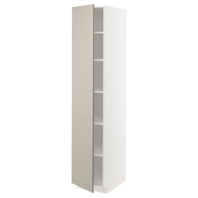 METOD kitchen cabinet, beige, tall, square, modern, three shelves.