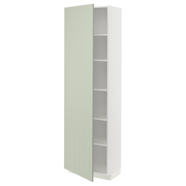 METOD green kitchen cabinet with adjustable shelves.