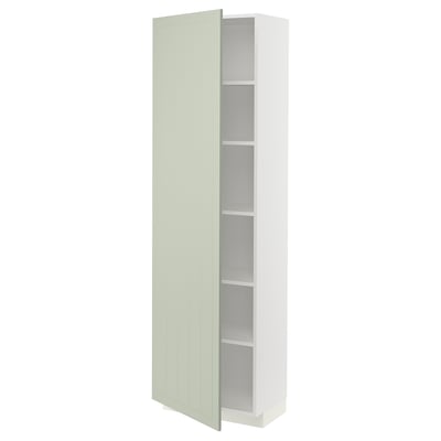 METOD green kitchen cabinet with adjustable shelves.