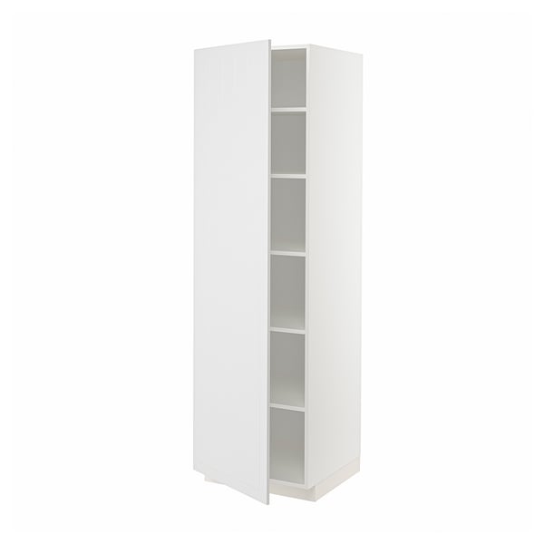 METOD white kitchen cabinet with 3 shelves, rectangular and modern design.