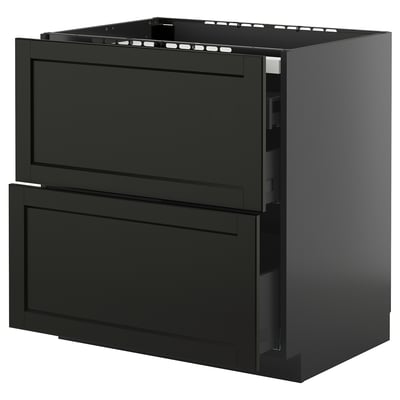 Black kitchen cabinet.