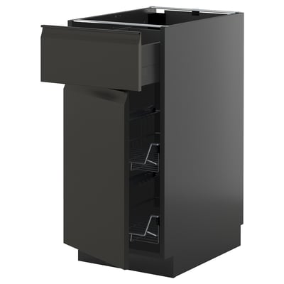 Black kitchen cabinet with drawer & baskets