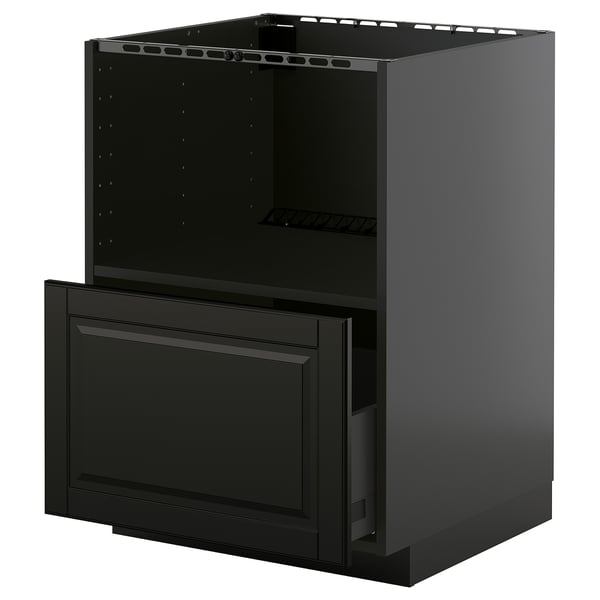 METOD / KNIVSHULT Base cabinet f built-in appliances, black-grey/Bodbyn black, 60x60 cm