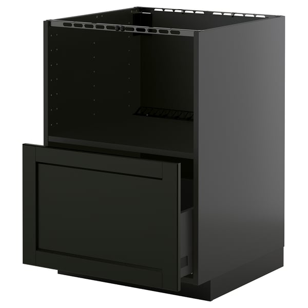 METOD / KNIVSHULT Base cabinet f built-in appliances, black-grey/Lerhyttan black stained, 60x60 cm