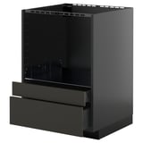 Black kitchen cabinet from ikea METOD series with two drawers, sleek and modern design.