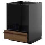 Modern kitchen cabinet: dark gray METOD with stained wood drawer, pull-out design.