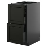 METOD kitchen cabinet in black stained ash with two drawers, modern traditional design, 18mm thick.