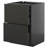 Modern black METOD kitchen cabinet with two smooth drawer fronts and sleek design.