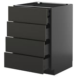 A black METOD kitchen cabinet with four fully extendable drawers in matt black.