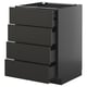 A black METOD kitchen cabinet with four fully extendable drawers in matt black.
