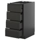 Modern black kitchen unit with 4 smooth drawers, sleek handles, and a sturdy, rectangular design.