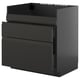Black METOD kitchen cabinet with two drawers and a high section, sleek modern design.