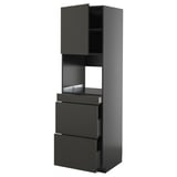 METOD / KNIVSHULT Hi cab f micro combi w door/3 drwrs, black-grey/Nickebo matt anthracite, 60x60x200 cm