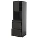 Modern black ikea METOD kitchen cabinet with two drawers and one open shelf.
