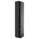 Black modern tall kitchen cabinet with minimalist design and sleek handles.