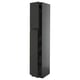 Modern black tall kitchen cabinet with sleek handles, glossy finish, and clean lines for contemporary decor.