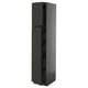 Modern black kitchen cabinet, tall, sleek design with integrated handle, part of the METOD system.