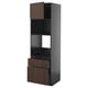 This image displays a tall, dark gray kitchen cabinet from the METOD system, featuring dark brown wooden drawers and shelves.