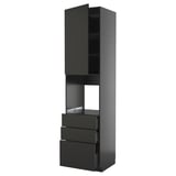 A dark grey METOD kitchen cabinet with shelves and drawers.