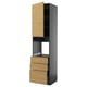 METOD kitchen unit: oak-wood effect, dark grey, tall, with open top and three drawers.