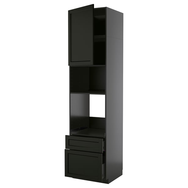METOD / KNIVSHULT High cabinet f built-in appliances, black-grey/Lerhyttan black stained, 60x60x240 cm