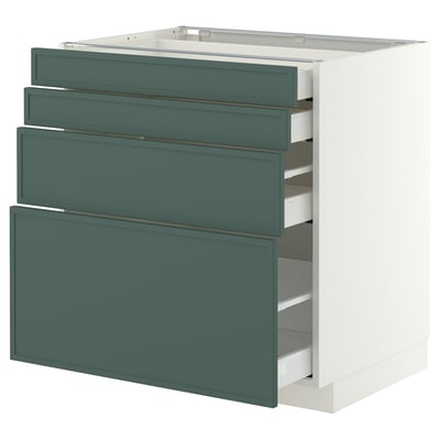 METOD / MAXIMERA Base cab 4 frnts/4 drawers, white/Aspudden dark grey-green, 80x60 cm