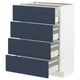 METOD kitchen cabinet with blue drawers, white frame, four drawers, modern design.