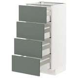 METOD kitchen unit with 4 grey-green matte drawers, sleek modern design, robust with soft-close feature.