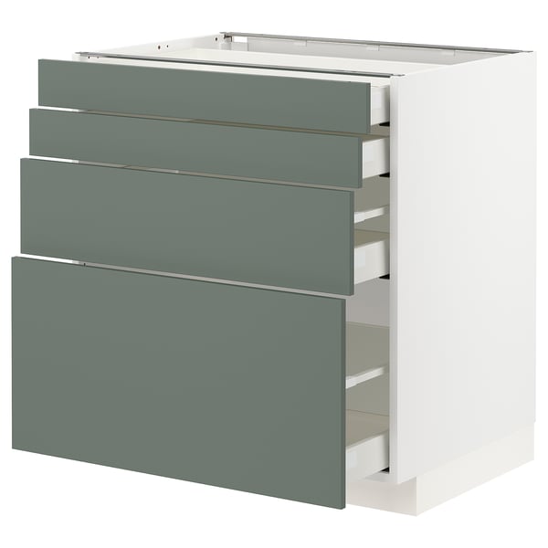 METOD green drawers; four shallow drawers, modern design.