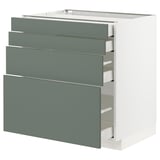 METOD green drawers; four shallow drawers, modern design.