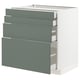 METOD green drawers; four shallow drawers, modern design.